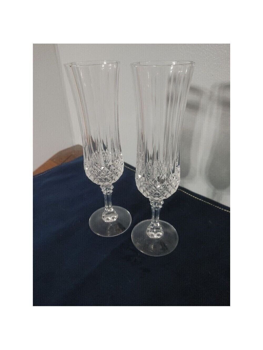 Cristal D'Arques Durand Crystal Longchamp Champagne Flute Glass Set of 2